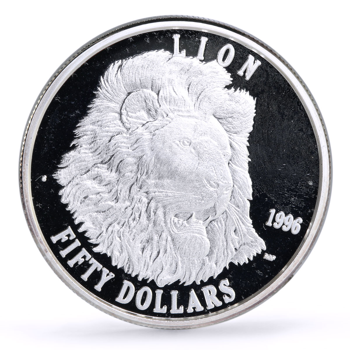 Marshall Islands 50 dollars Conservation Wildlife Lion Fauna silver coin 1996
