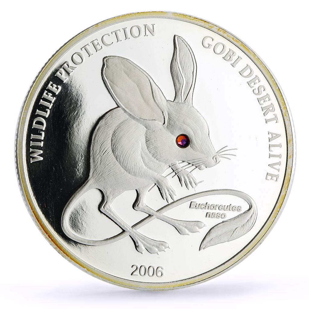 Mongolia 500 togrog Conservation Wildlife Jerboa Fauna proof silver coin 2006