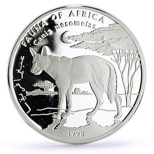 Somalia 10000 shillings Conservation Wildlife Jackal Dog Fauna silver coin 1998