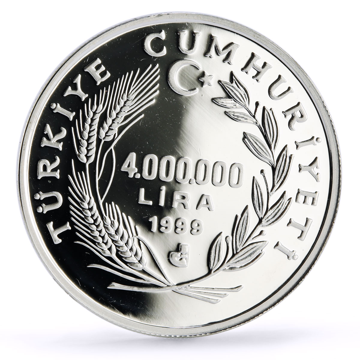 Turkey 4000000 lira Conservation Wildlife Lizard Fauna proof silver coin 1999