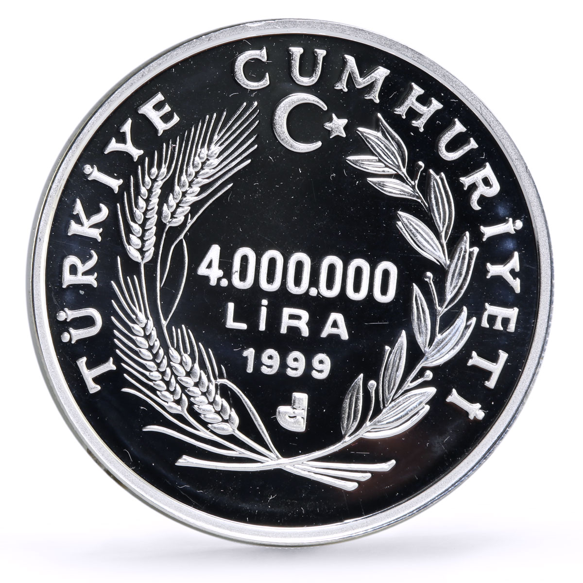 Turkey 4000000 lira Conservation Wildlife Lizard Fauna proof silver coin 1999