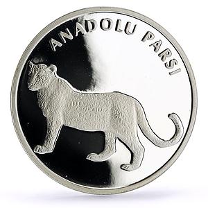 Turkey 20 lira Conservation Wildlife Anatolian Leopard Fauna silver coin 2005