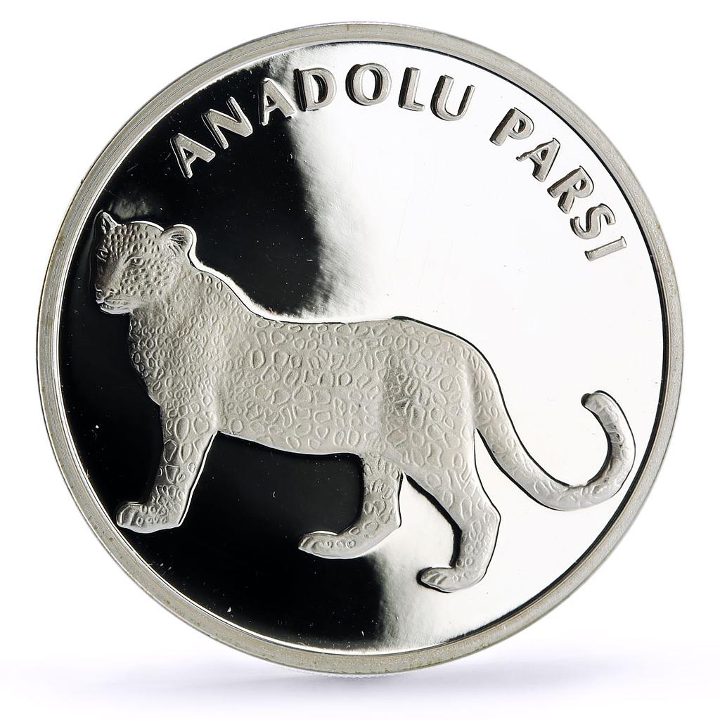 Turkey 20 lira Conservation Wildlife Anatolian Leopard Fauna silver coin 2005