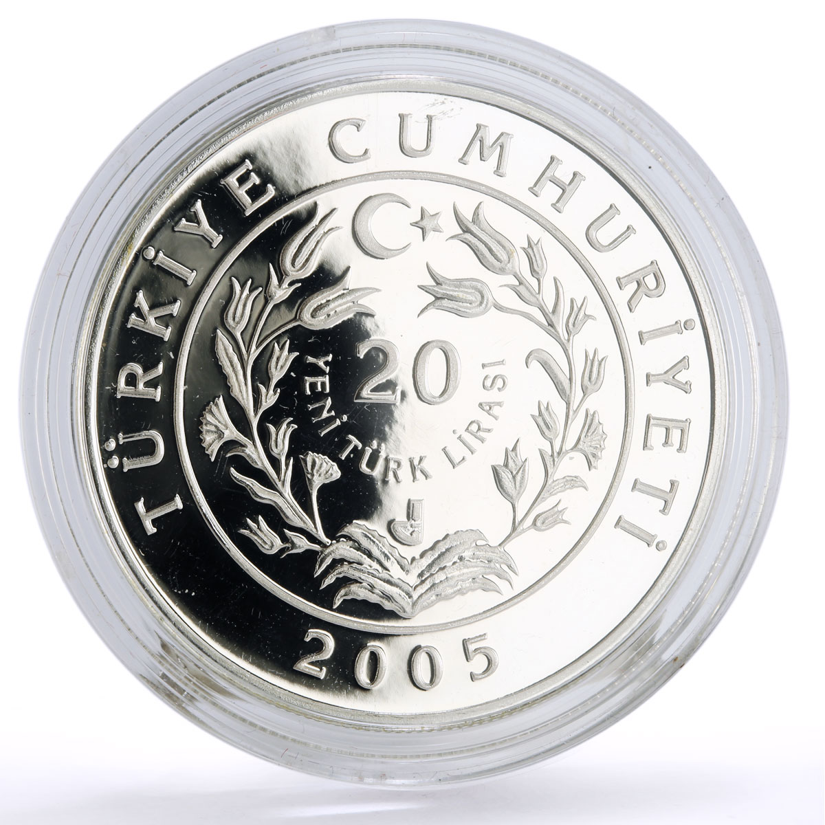 Turkey 20 lira Conservation Wildlife Anatolian Leopard Fauna silver coin 2005