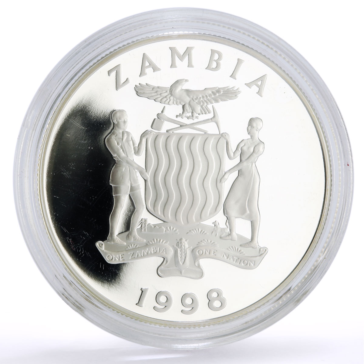 Zambia 100 kwacha Conservation Wildlife Flamingo Bird Fauna silver coin 1998