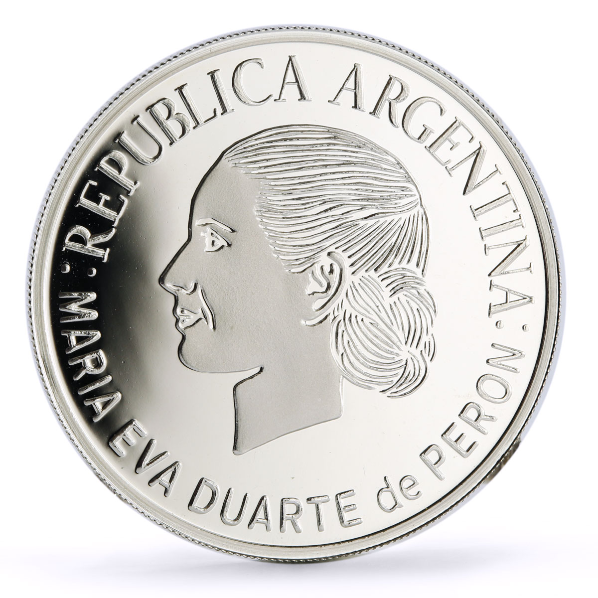 Argentina 1 peso President Eva Duarte EVITA Meeting Politics silver coin 2002