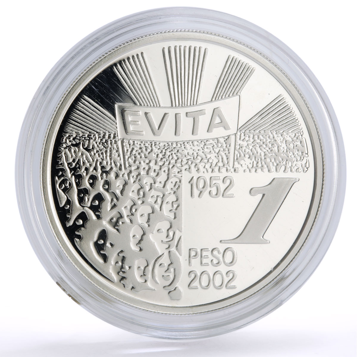 Argentina 1 peso President Eva Duarte EVITA Meeting Politics silver coin 2002