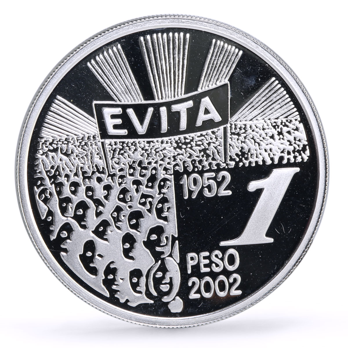 Argentina 1 peso President Eva Duarte EVITA Meeting Politics silver coin 2002