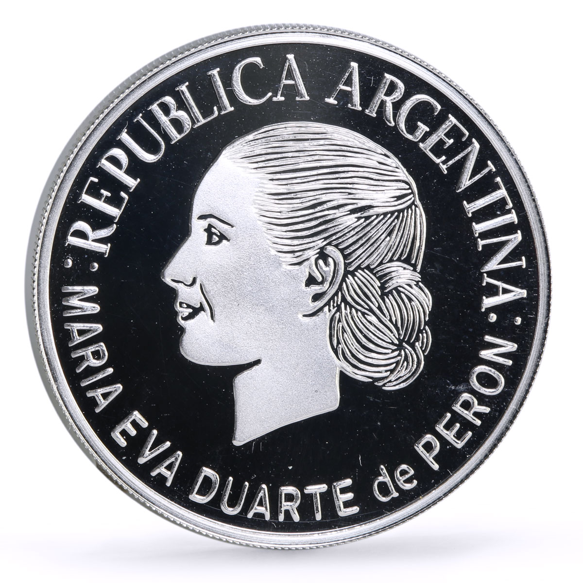 Argentina 1 peso President Eva Duarte EVITA Meeting Politics silver coin 2002