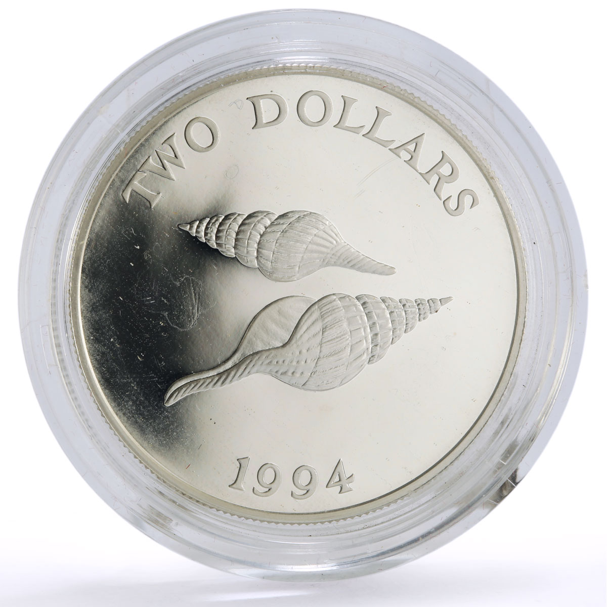 Bermuda 2 dollars Marine Life Lightbourn's Fisinus Seashell KM-88 Ag coin 1994