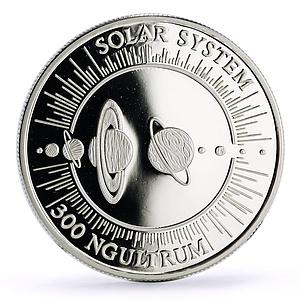 Bhutan 300 ngultrum Solar System Planets Space proof silver coin 1992