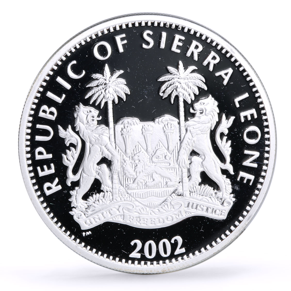 Sierra Leone 10 dollars Lunar Calendar Year of the Horse proof silver coin 2002