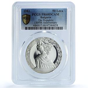 Bulgaria 50 leva 1300th Anniversary of Republic PR68 PCGS silver coin 1981