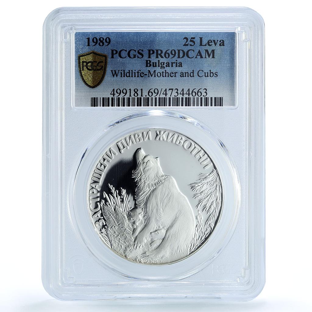 Bulgaria 25 leva Conservation Wildlife Bear Cubs PR69 PCGS silver coin 1989 Bulgaria 25 leva Conservation Wildlife Bear Cubs PR69 PCGS silver coin 1989