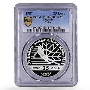 Bulgaria 25 leva Calgary Olympic Games Skier PR69 PCGS silver coin 1987