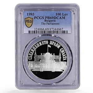 Bulgaria 100 leva National Parliament Building PR69 PCGS silver coin 1993