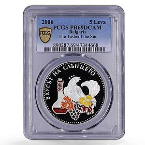 Bulgaria 5 leva Crafts Wine Production Taste of Sun Bird PR69 PCGS Ag coin 2006