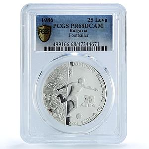 Bulgaria 25 leva Football World Cup in Mexico Player PR68 PCGS silver coin 1986