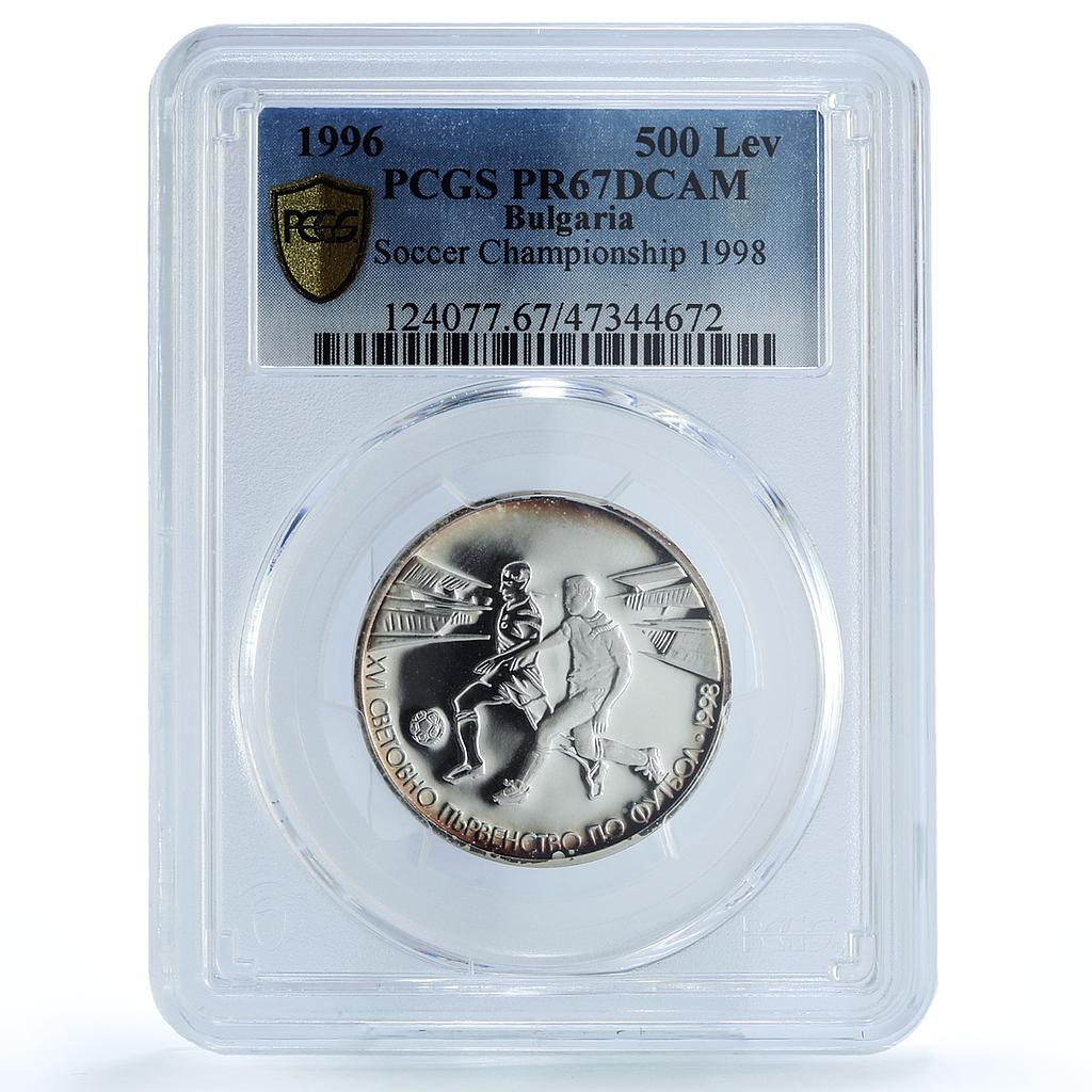 Bulgaria 500 leva Football Cup in France PR67 PCGS silver coin 1996 Bulgaria 500 leva Football Cup in France PR67 PCGS silver coin 1996