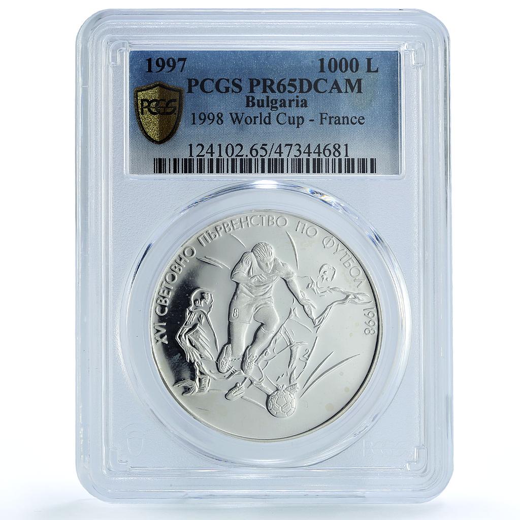 Bulgaria 1000 leva Football World Cup in France Players PR65 PCGS Ag coin 1997 Bulgaria 1000 leva Football World Cup in France Players PR65 PCGS Ag coin 1997
