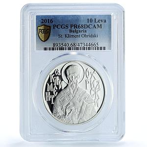 Bulgaria 10 leva Religion Orthodox Kliment Orchidski PR68 PCGS silver coin 2016