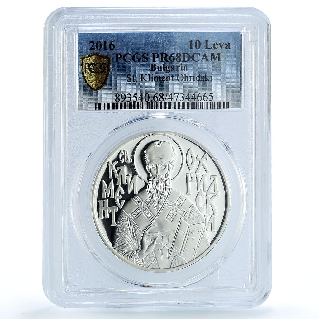 Bulgaria 10 leva Religion Orthodox Kliment Orchidski PR68 PCGS silver coin 2016 Bulgaria 10 leva Religion Orthodox Kliment Orchidski PR68 PCGS silver coin 2016