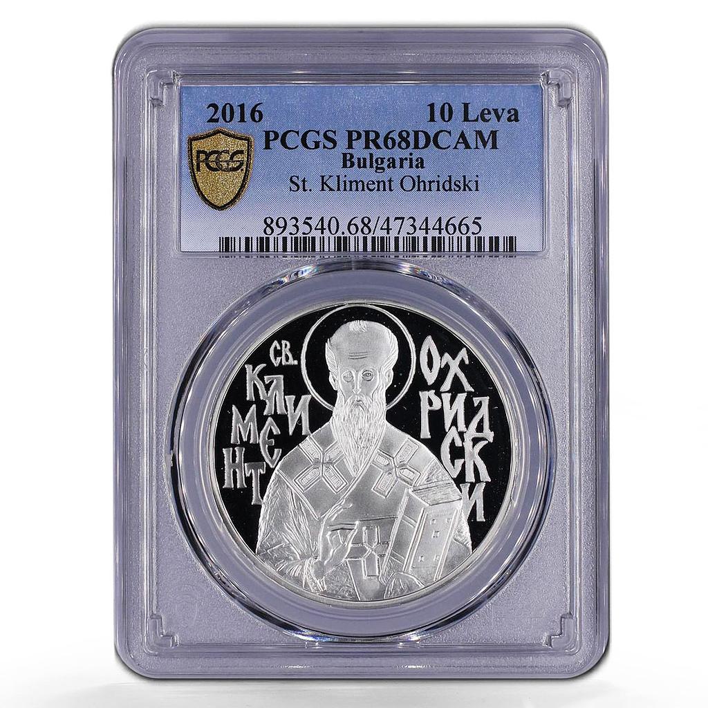 Bulgaria 10 leva Religion Orthodox Kliment Orchidski PR68 PCGS silver coin 2016