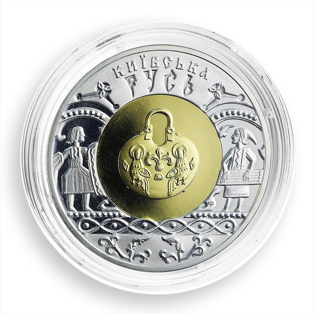 Ukraine 20 hryvnas Ancient Cultures Monuments Kyivan Kyivan Rus Silver Gold 2001