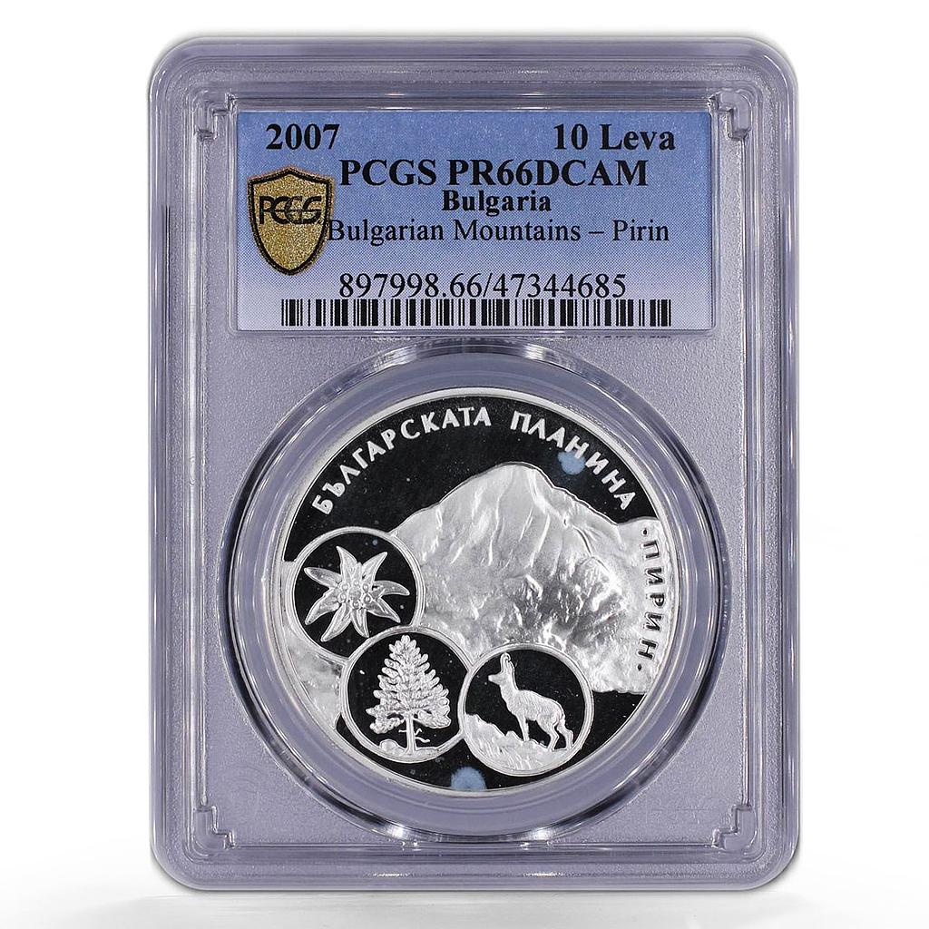 Bulgaria 10 leva Mountain Pirin Fauna FLora Nature PR66 PCGS silver coin 2007