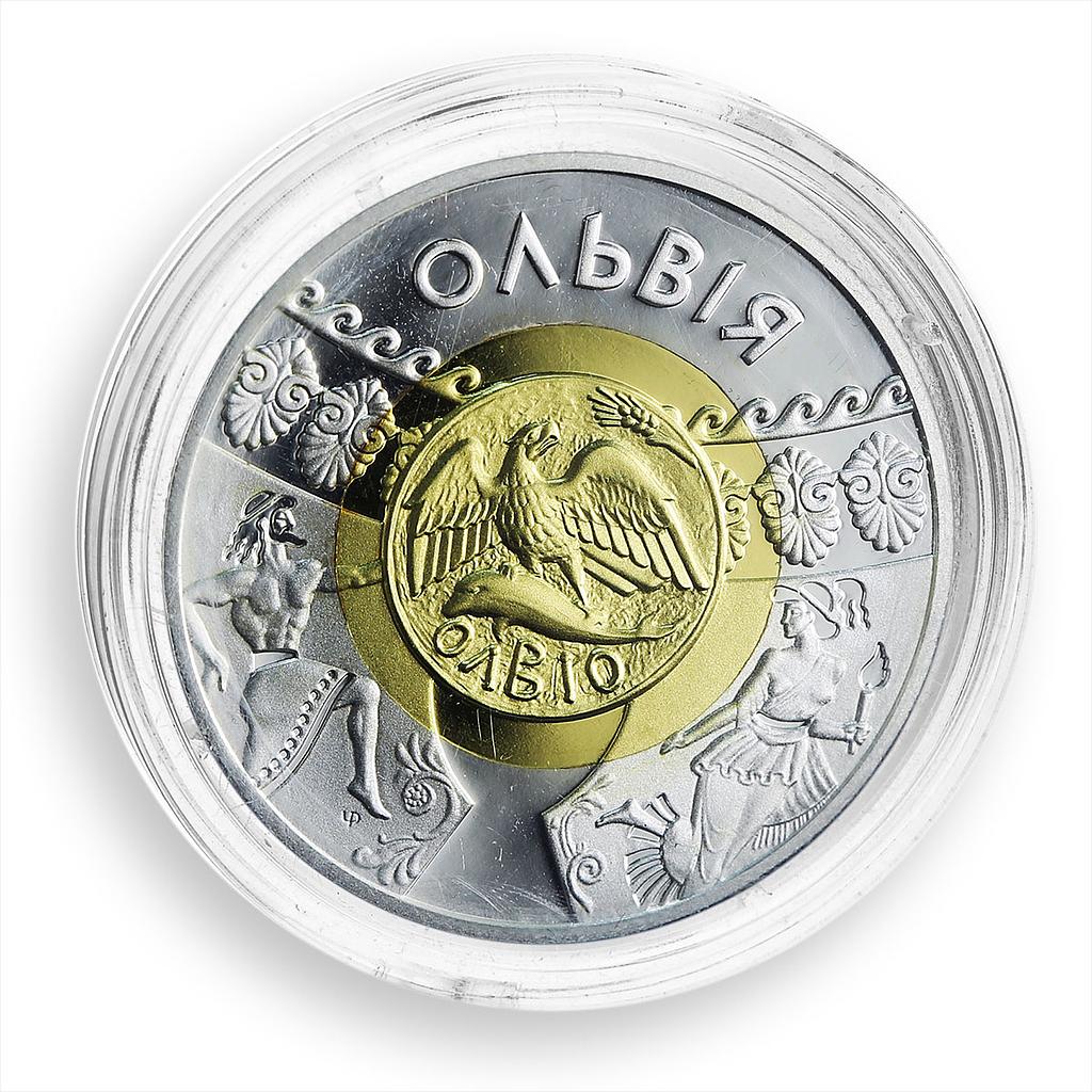 Ukraine 20 hryvnas Ancient Cultures Monuments Olbia Silver Gold bimetal 2000