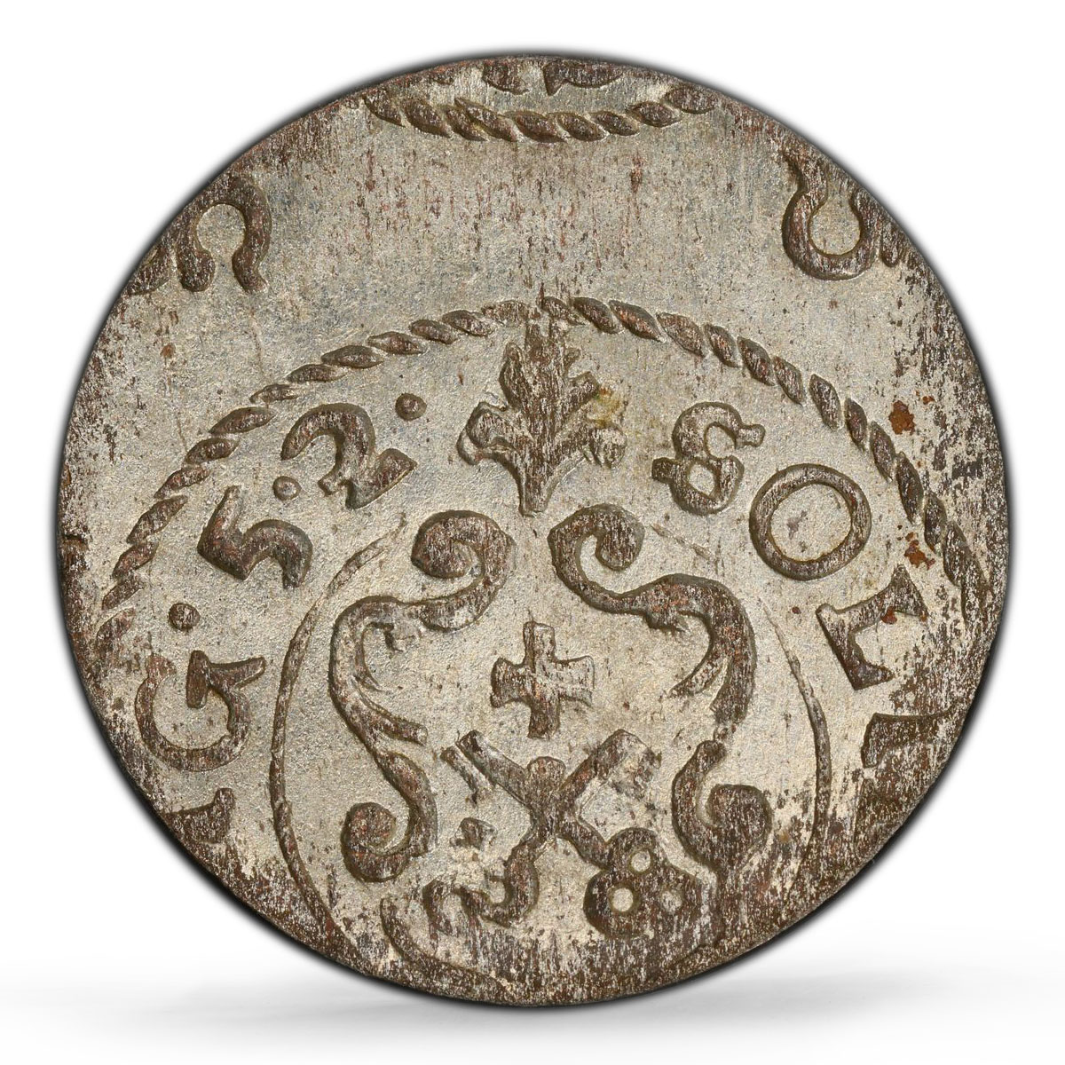 Sweden Swedish Livonia 1 solidus Christina KM-2 MS64 PCGS billon coin 1652