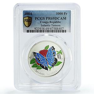 Congo 1000 francs Salamis Temora Butterfly Fauna PR69 PCGS silver coin 2004