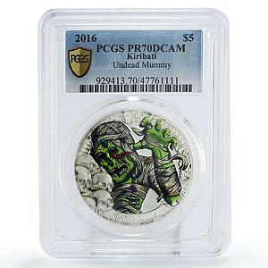 Kiribati 5 dollars Crypt Undead Mummy PR70 PCGS colored silver coin 2016