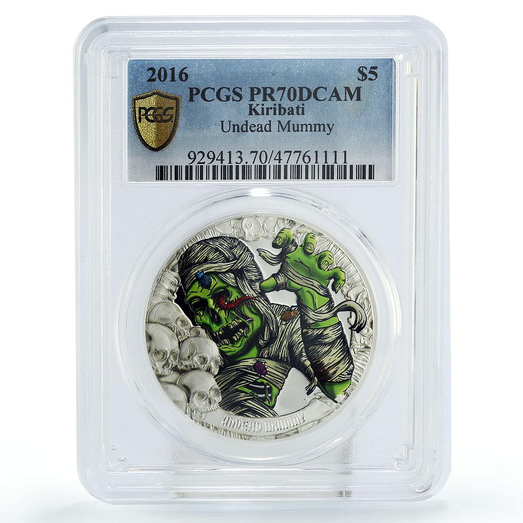 Kiribati 5 dollars Crypt Undead Mummy PR70 PCGS colored silver coin 2016