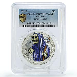 Kiribati 5 dollars Crypt Grim Reaper PR70 PCGS colored silver coin 2016