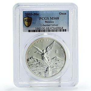 Mexico 1 onza Libertad Angel of Independence MS68 PCGS silver coin 2003