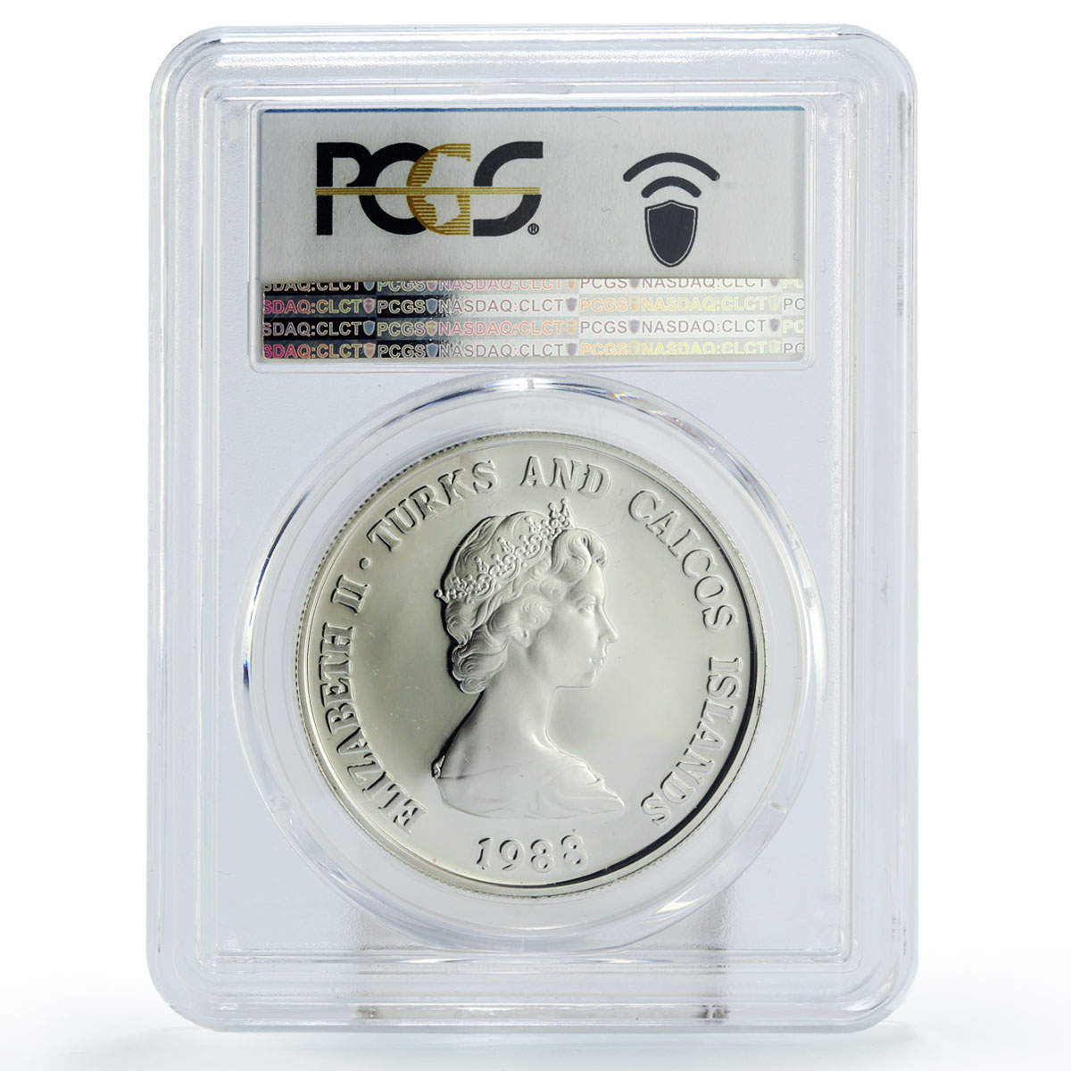 Turks and Caicos Islands 1 crown Rock Iguana Fauna PR70 PCGS silver coin 1988