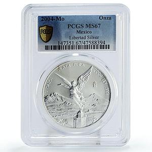 Mexico 1 onza Libertad Angel of Independence MS67 PCGS silver coin 2004