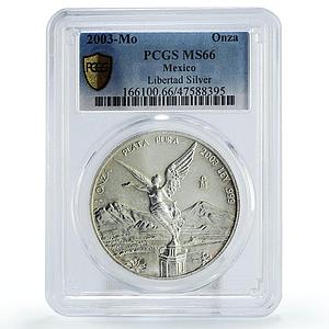 Mexico 1 onza Libertad Angel of Independence MS66 PCGS silver coin 2003