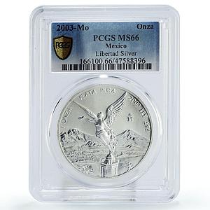Mexico 1 onza Libertad Angel of Independence MS66 PCGS silver coin 2003