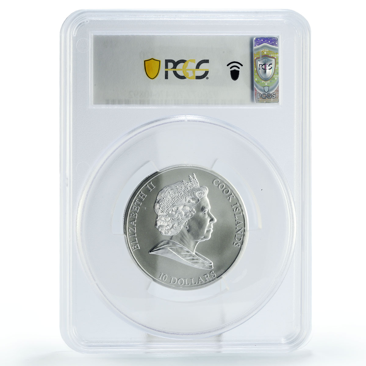 Cook Islands 10 $ Mercury God of Trade Commerce Train MS70 PCGS silver coin 2008