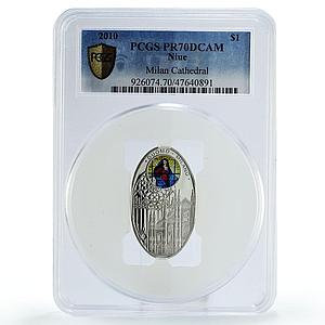 Niue 1 dollar Milan St Mary Cathedral Architecture PR70 PCGS silver coin 2010