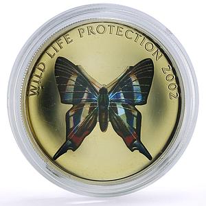 Congo 10 francs Conservation Wildlife Red Butterfly Fauna proof silver coin 2002