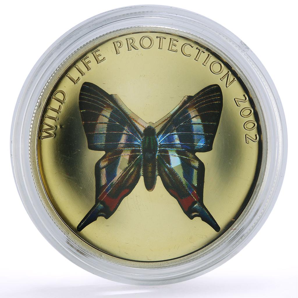 Congo 10 francs Conservation Wildlife Red Butterfly Fauna proof silver coin 2002