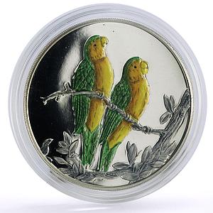 Turks and Caicos Islands 20 crowns Conservation Parrots Birds silver coin 1999