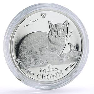 Isle of Man 1 crown Home Pets Burmilla Cat Animals proof silver coin 1996