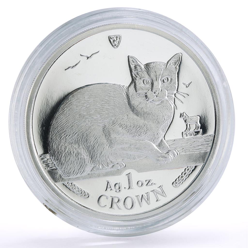 Isle of Man 1 crown Home Pets Burmilla Cat Animals proof silver coin 1996