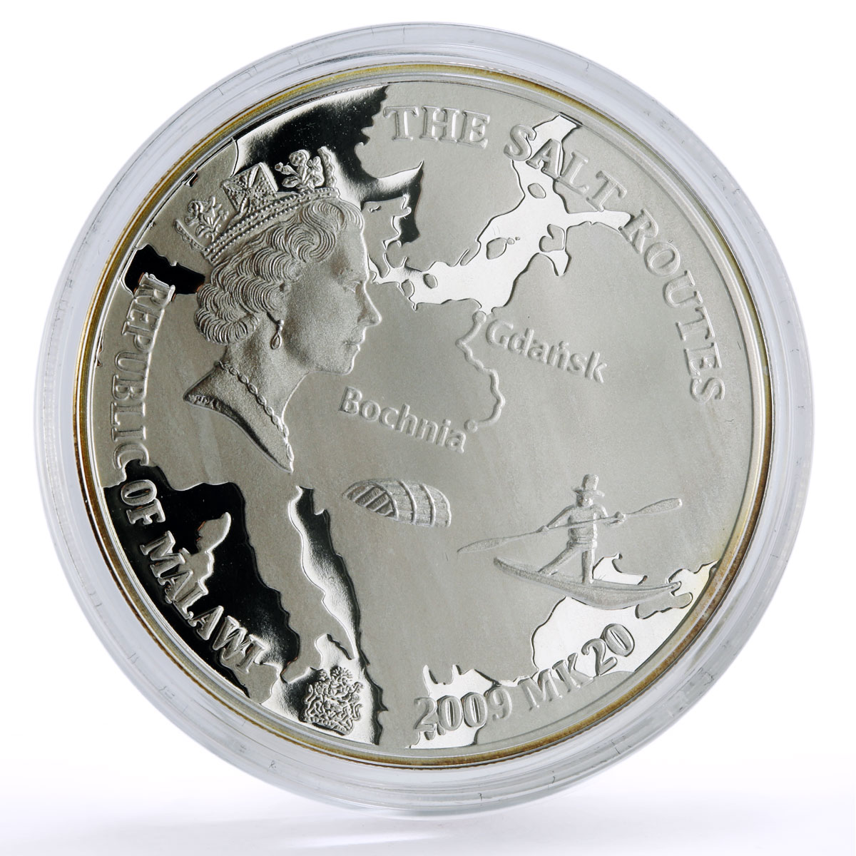 Malawi 20 kwacha Salt Routes Bochnia Uscie Solne Gdansk proof silver coin 2009