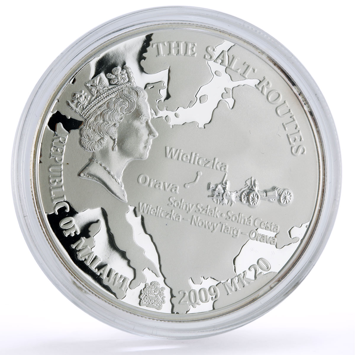 Malawi 20 kwacha Salt Routes Wieliczka Nowy Targ Orava proof silver coin 2009