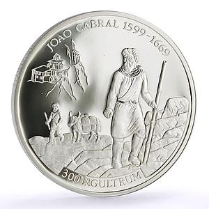 Bhutan 300 ngultrum Portuguese Explorer Joao Cabral proof silver coin 1994